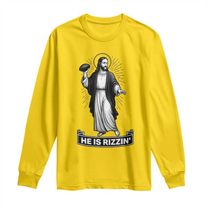 Christian Football Lover Long Sleeve Shirt He Is Rizzin Funny Gift TS12 Daisy Print Your Wear