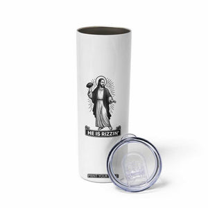 Christian Football Lover Skinny Tumbler He Is Rizzin Funny Gift TS12 Print Your Wear