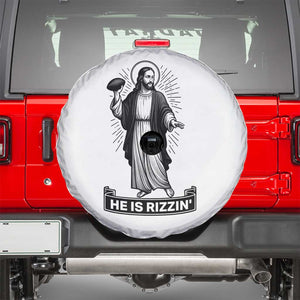 Christian Football Lover Spare Tire Cover He Is Rizzin Funny Gift TS12 White Print Your Wear