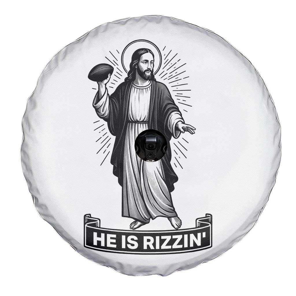 Christian Football Lover Spare Tire Cover He Is Rizzin Funny Gift TS12 Print Your Wear