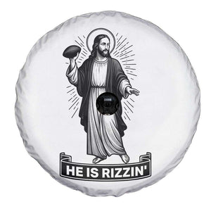Christian Football Lover Spare Tire Cover He Is Rizzin Funny Gift TS12 Print Your Wear