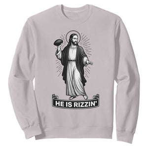 Christian Football Lover Sweatshirt He Is Rizzin Funny Gift - Print Your Wear