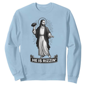 Christian Football Lover Sweatshirt He Is Rizzin Funny Gift - Print Your Wear