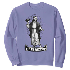 Christian Football Lover Sweatshirt He Is Rizzin Funny Gift - Print Your Wear