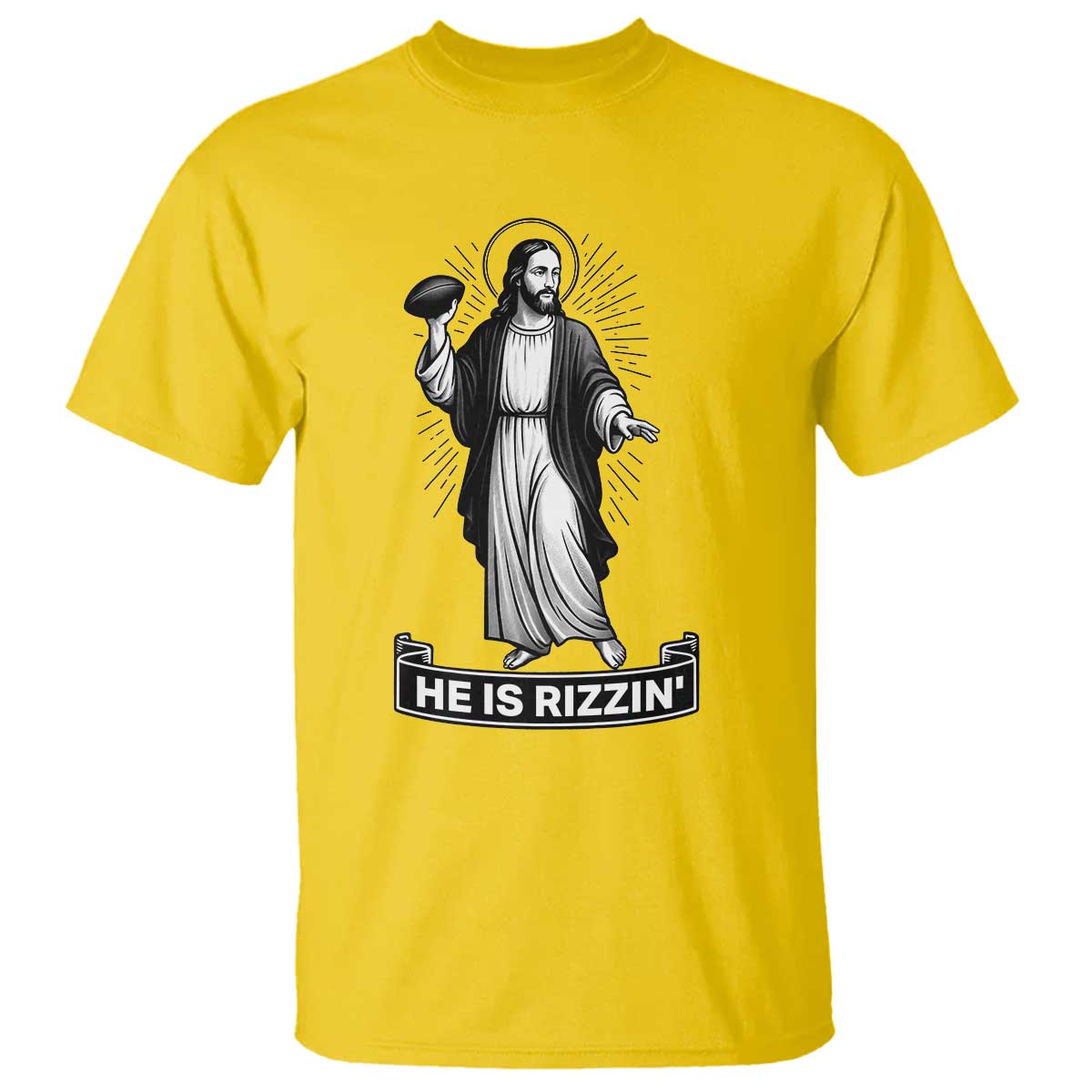 Christian Football Lover T Shirt He Is Rizzin Funny Gift TS12 Daisy Print Your Wear