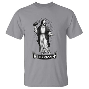 Christian Football Lover T Shirt He Is Rizzin Funny Gift TS12 Sport Gray Print Your Wear