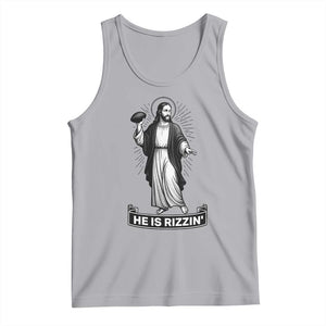 Christian Football Lover Tank Top He Is Rizzin Funny Gift TS12 Athletic Heather Print Your Wear