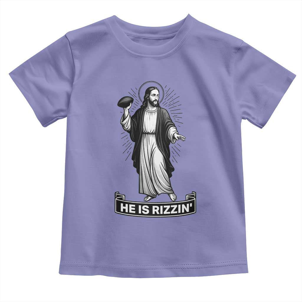 Christian Football Lover Toddler T Shirt He Is Rizzin Funny Gift TS12 Violet Print Your Wear