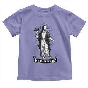 Christian Football Lover Toddler T Shirt He Is Rizzin Funny Gift TS12 Violet Print Your Wear