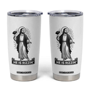 Christian Football Lover Tumbler Cup He Is Rizzin Funny Gift - Print Your Wear