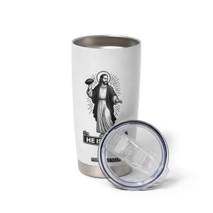 Christian Football Lover Tumbler Cup He Is Rizzin Funny Gift - Print Your Wear