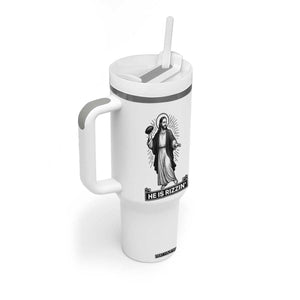 Christian Football Lover Tumbler With Handle He Is Rizzin Funny Gift TS12 Print Your Wear