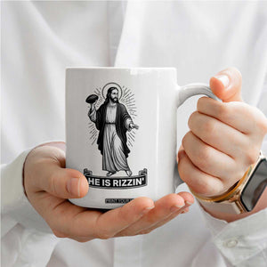 Christian Football Lover Coffee Mug He Is Rizzin Funny Gift TS12 Print Your Wear