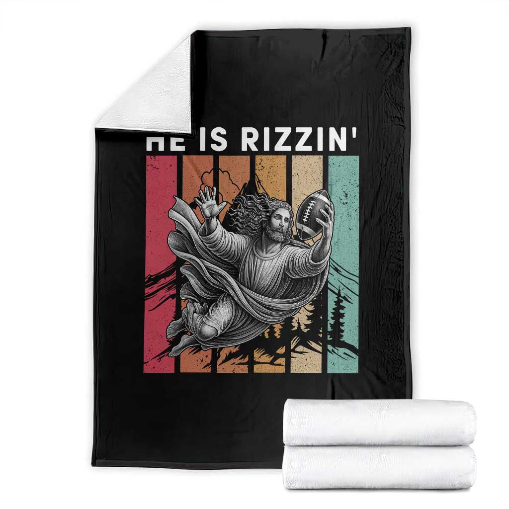 He Is Rizzin Throw Blanket Funny Christian Football Lover Gift TS12 Black Print Your Wear