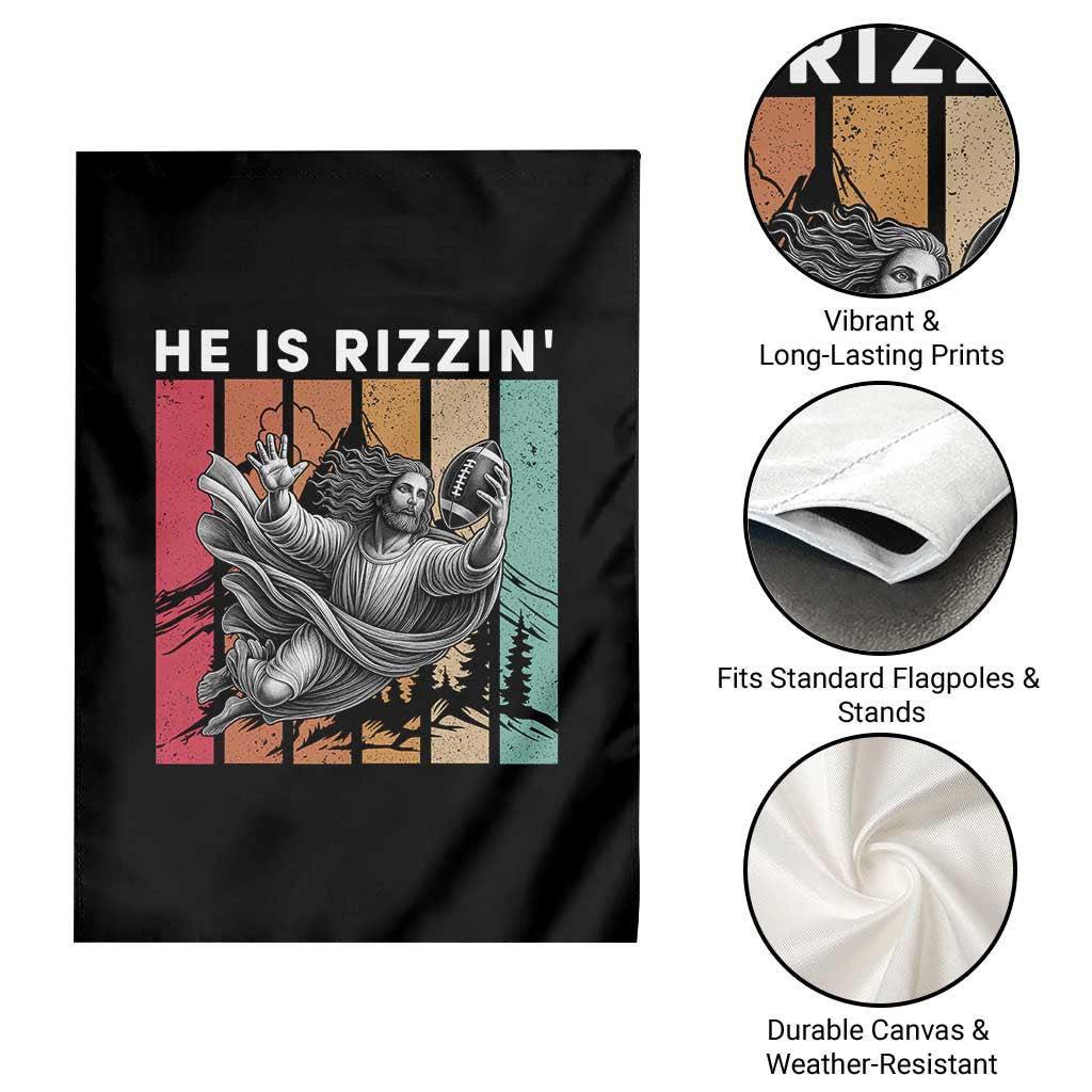 He Is Rizzin Garden Flag Funny Christian Football Lover Gift TS12 Print Your Wear