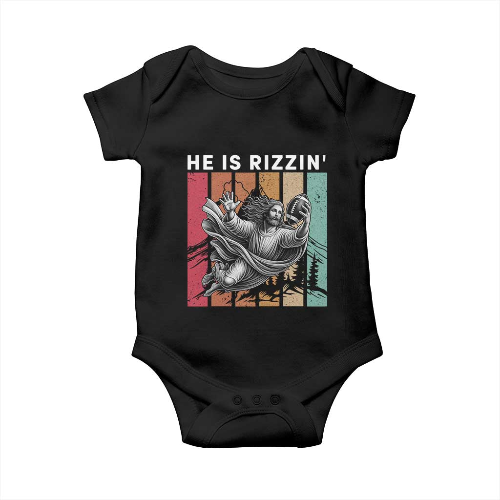 He Is Rizzin Baby Onesie Funny Christian Football Lover Gift TS12 Black Print Your Wear