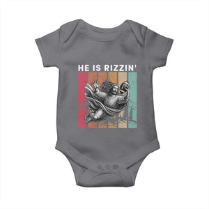 He Is Rizzin Baby Onesie Funny Christian Football Lover Gift TS12 Charcoal Print Your Wear