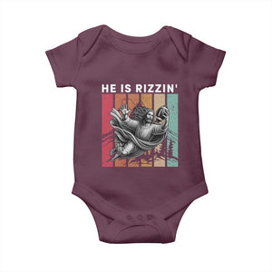 He Is Rizzin Baby Onesie Funny Christian Football Lover Gift TS12 Maroon Print Your Wear