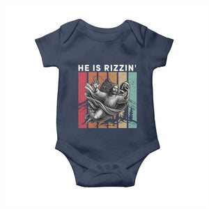 He Is Rizzin Baby Onesie Funny Christian Football Lover Gift TS12 Navy Print Your Wear