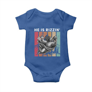 He Is Rizzin Baby Onesie Funny Christian Football Lover Gift TS12 Royal Blue Print Your Wear