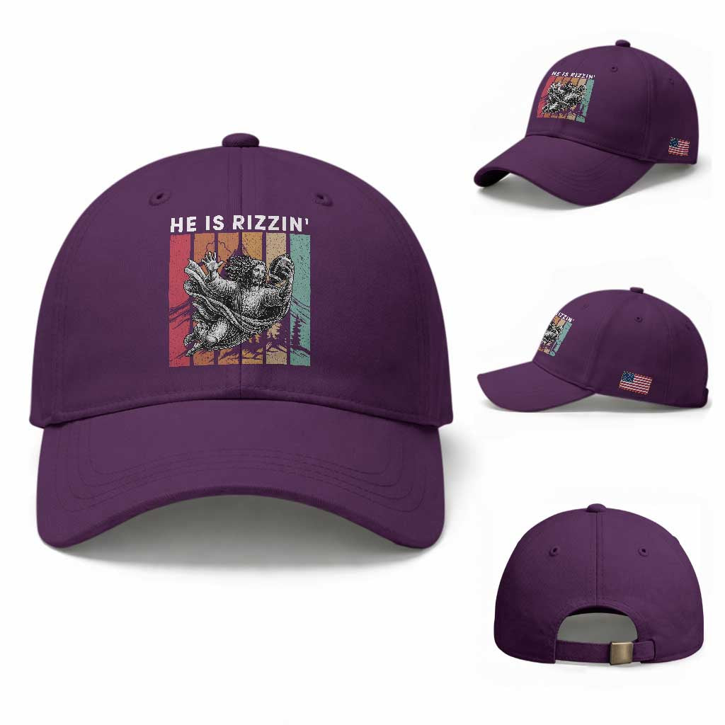 He Is Rizzin Baseball Cap Funny Christian Football Lover Gift TS12 Baseball Cap Universal Fit Purple Print Your Wear