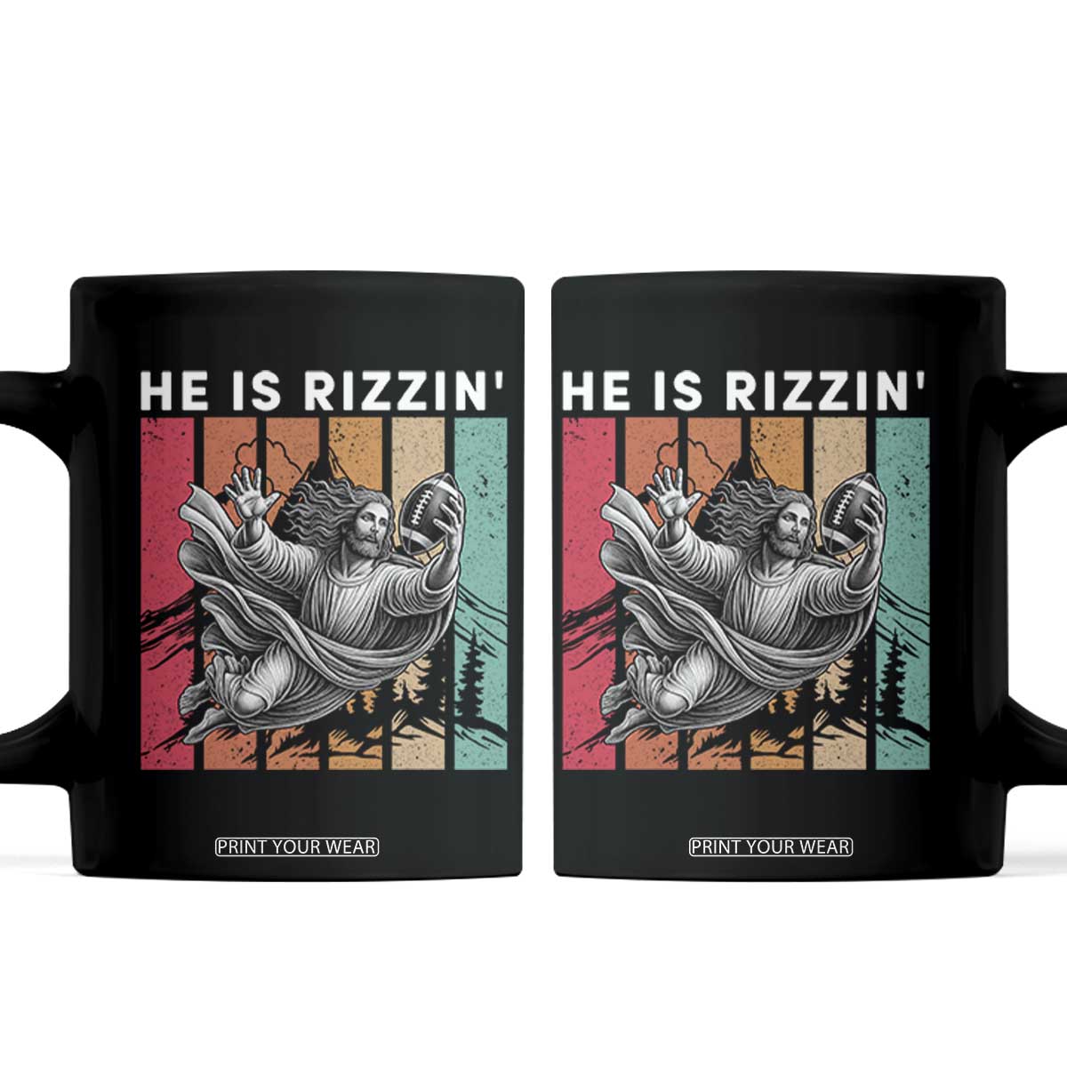 He Is Rizzin Coffee Mug Funny Christian Football Lover Gift TS12 Black Print Your Wear