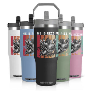 He Is Rizzin Flip Straw Tumbler Funny Christian Football Lover Gift TS12 Print Your Wear