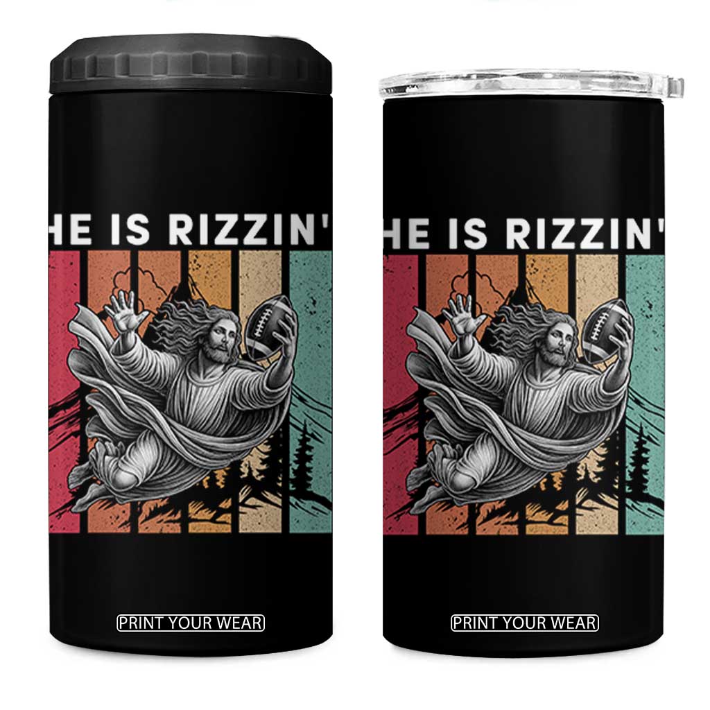 He Is Rizzin 4 in 1 Can Cooler Tumbler Funny Christian Football Lover Gift TS12 One Size: 16 oz Black Print Your Wear