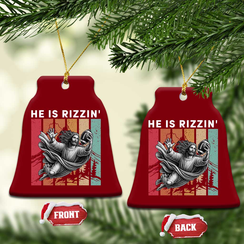 He Is Rizzin Ceramic Ornament Funny Christian Football Lover Gift TS12 Print Your Wear