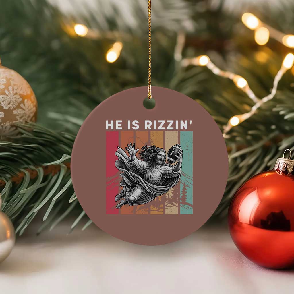 He Is Rizzin Ceramic Ornament Funny Christian Football Lover Gift TS12 1pc Mocha Print Your Wear