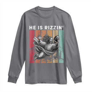 He Is Rizzin Long Sleeve Shirt Funny Christian Football Lover Gift TS12 Charcoal Print Your Wear
