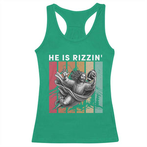 He Is Rizzin Racerback Tank Top Funny Christian Football Lover Gift TS12 Irish Green Print Your Wear