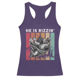 He Is Rizzin Racerback Tank Top Funny Christian Football Lover Gift TS12 Purple Print Your Wear