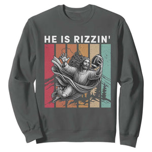 He Is Rizzin Sweatshirt Funny Christian Football Lover Gift - Print Your Wear