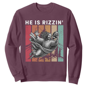 He Is Rizzin Sweatshirt Funny Christian Football Lover Gift - Print Your Wear