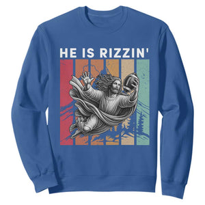 He Is Rizzin Sweatshirt Funny Christian Football Lover Gift - Print Your Wear