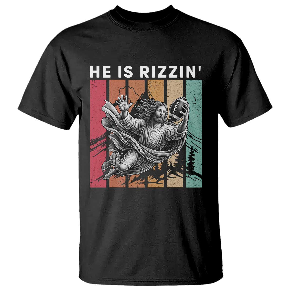 He Is Rizzin T Shirt Funny Christian Football Lover Gift TS12 Black Print Your Wear