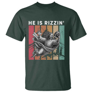 He Is Rizzin T Shirt Funny Christian Football Lover Gift TS12 Dark Forest Green Print Your Wear