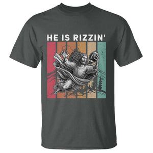 He Is Rizzin T Shirt Funny Christian Football Lover Gift TS12 Dark Heather Print Your Wear