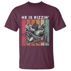 He Is Rizzin T Shirt Funny Christian Football Lover Gift TS12 Maroon Print Your Wear