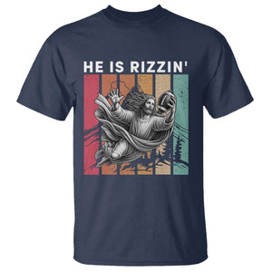 He Is Rizzin T Shirt Funny Christian Football Lover Gift TS12 Navy Print Your Wear