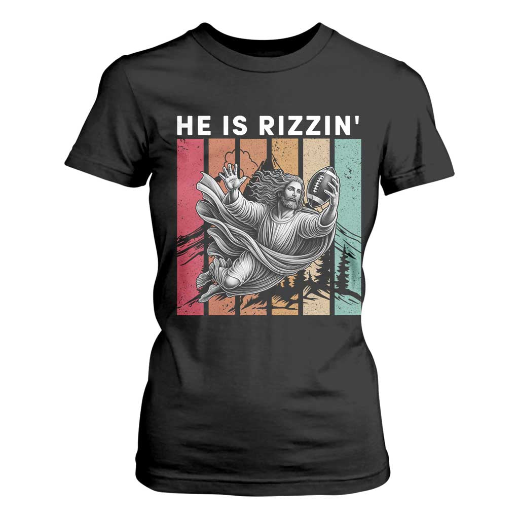 He Is Rizzin T Shirt For Women Funny Christian Football Lover Gift TS12 Black Print Your Wear