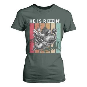 He Is Rizzin T Shirt For Women Funny Christian Football Lover Gift TS12 Dark Forest Green Print Your Wear
