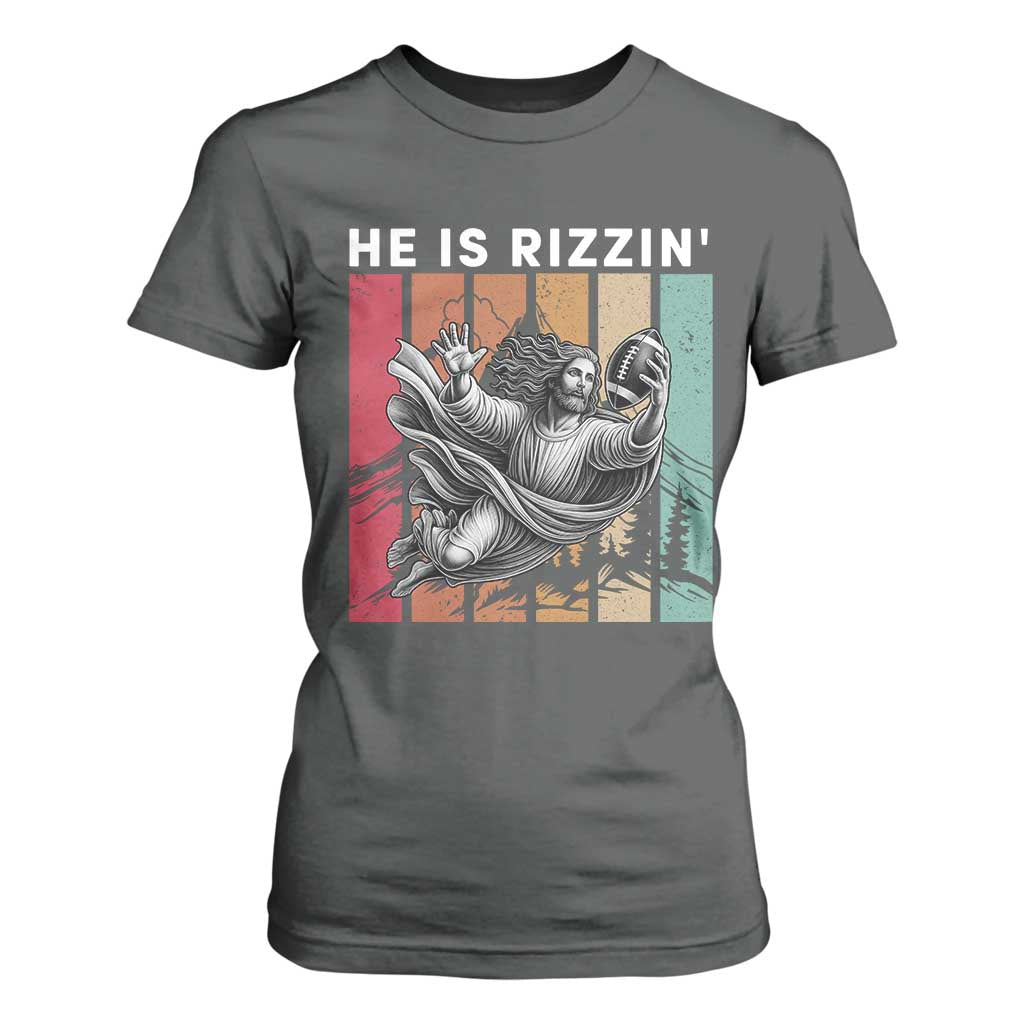 He Is Rizzin T Shirt For Women Funny Christian Football Lover Gift TS12 Dark Heather Print Your Wear
