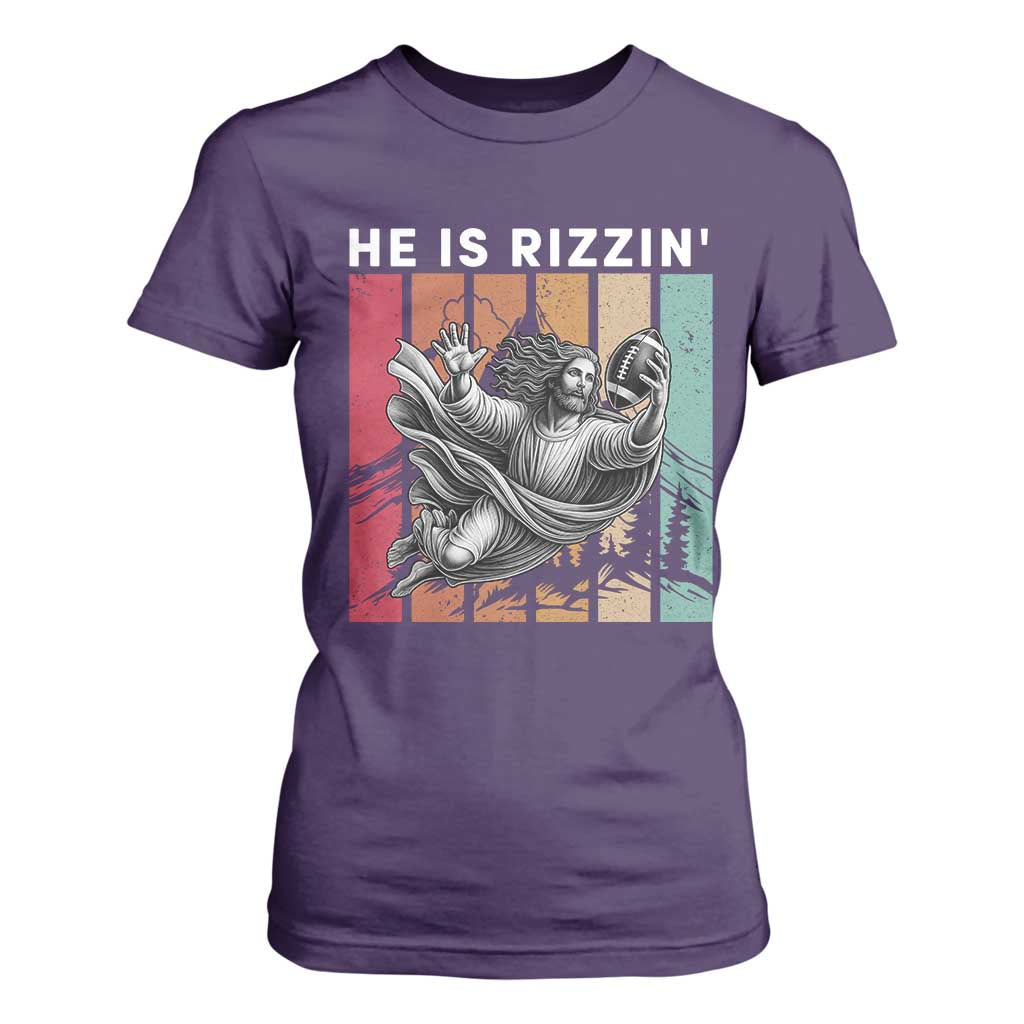 He Is Rizzin T Shirt For Women Funny Christian Football Lover Gift TS12 Purple Print Your Wear