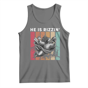 He Is Rizzin Tank Top Funny Christian Football Lover Gift TS12 Black Heather Print Your Wear