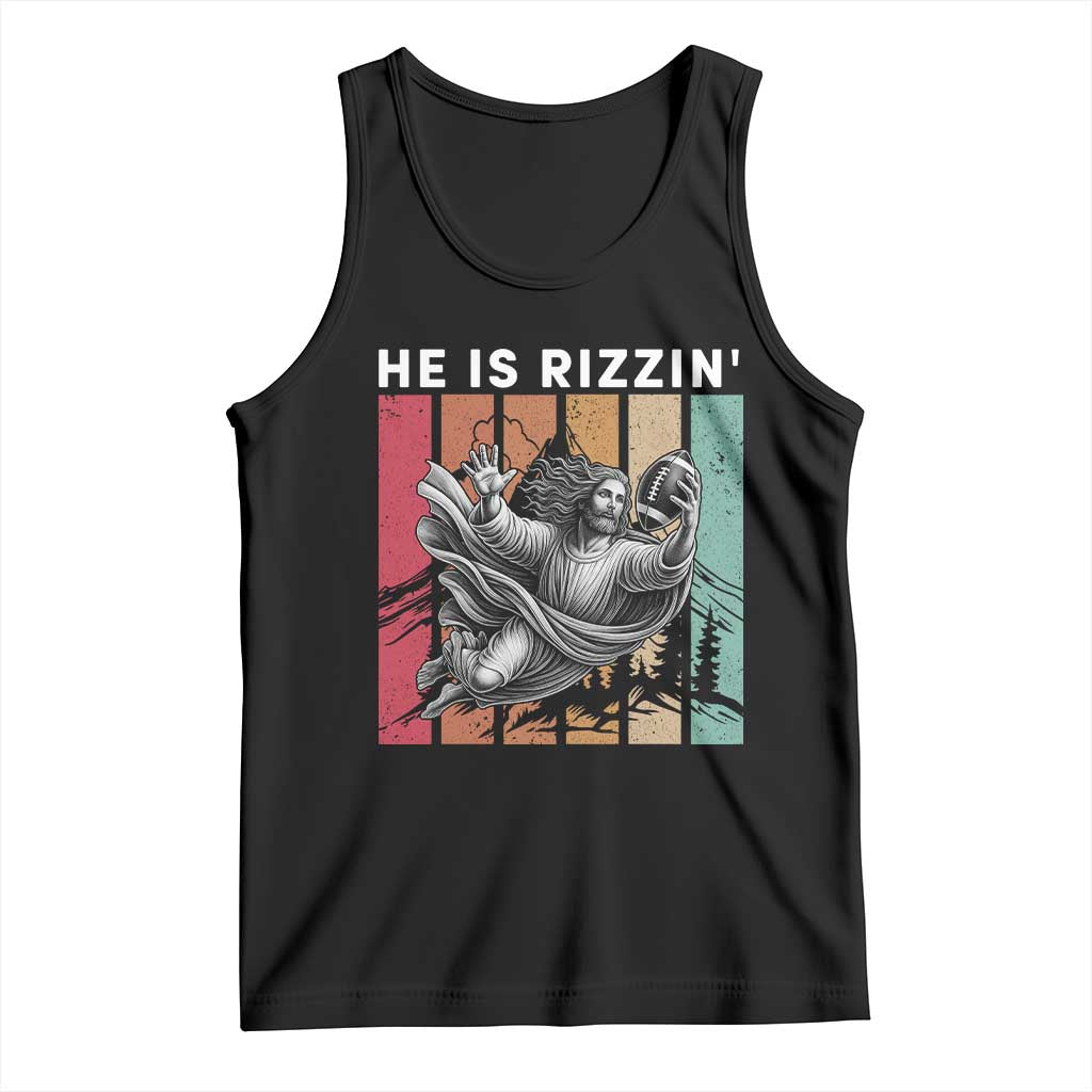 He Is Rizzin Tank Top Funny Christian Football Lover Gift TS12 Black Print Your Wear