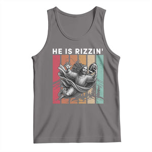 He Is Rizzin Tank Top Funny Christian Football Lover Gift TS12 Deep Heather Print Your Wear