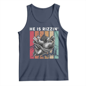 He Is Rizzin Tank Top Funny Christian Football Lover Gift TS12 Navy Print Your Wear