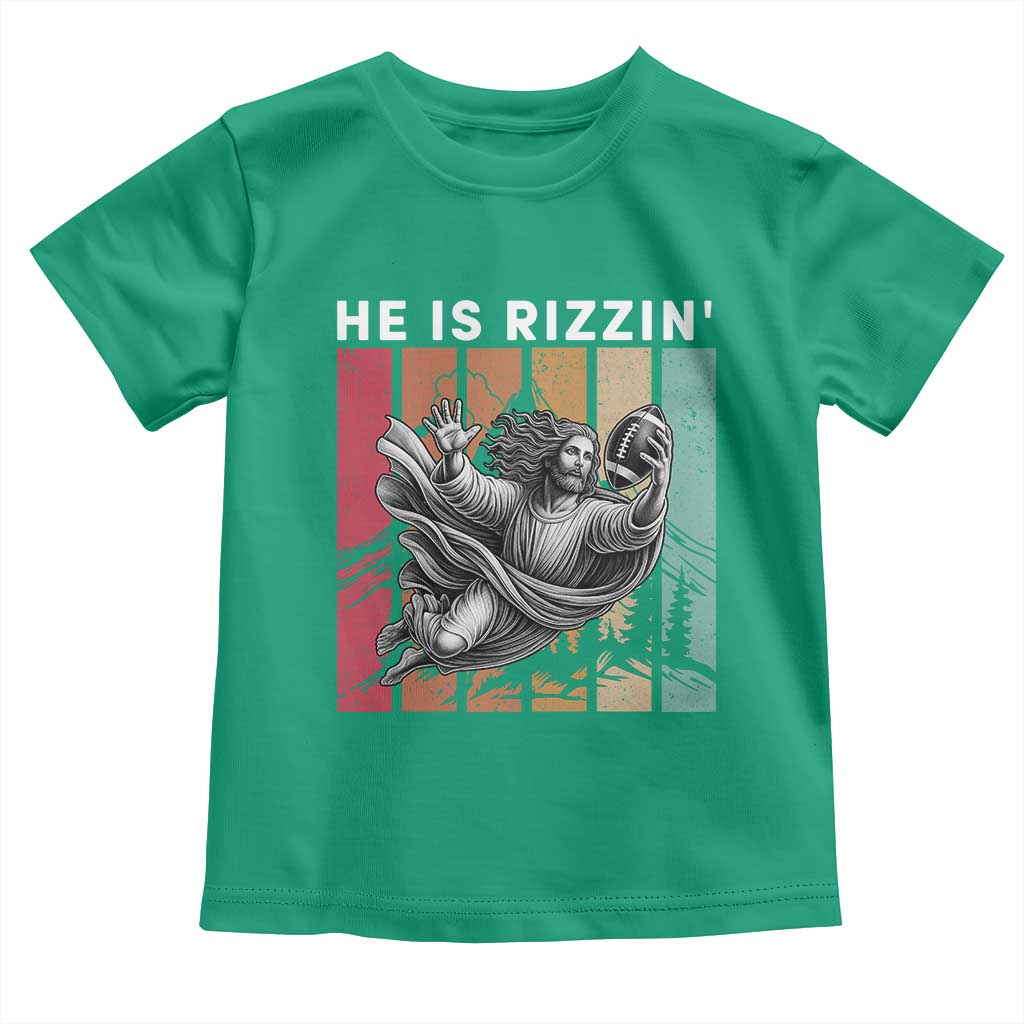 He Is Rizzin Toddler T Shirt Funny Christian Football Lover Gift TS12 Irish Green Print Your Wear